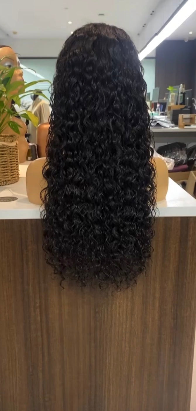 Water Wave Transparent Lace Front Wig Human Hair,Cuticle Aligned Indian Hair Lace Wigs