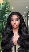 Raw Body Wave Brazilian Virgin Hair Transparent Lace Front Wigs 210% Density