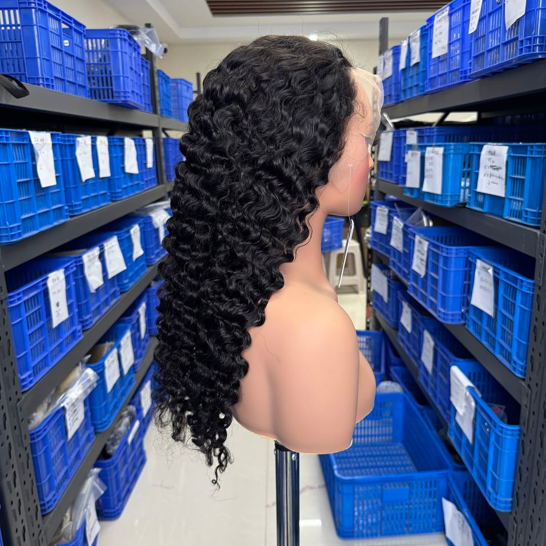 Brazilian Raw Burmese Curly Transparent Frontal Wig, 210% Density Raw Virgin Human Hair Wigs